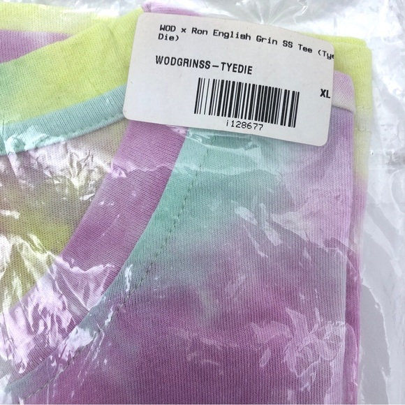 Ron English Popaganda Grin Rainbow Tie Dye Short Sleeve Smiley Face Tee Shirt L - Picture 3 of 4